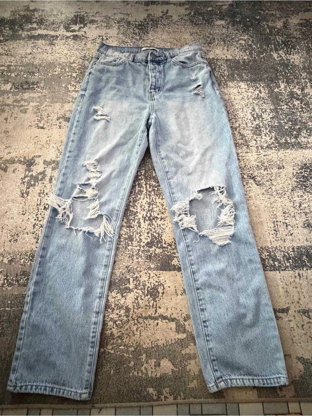 Distressed Light Blue Vintage Mom Jeans